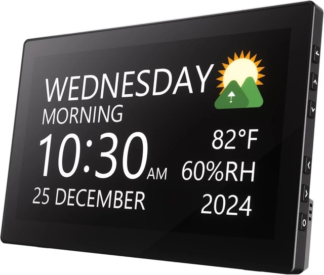 Alt view image 8 of 14 - Digital Clock, Large Display Calendar Clock with 12 Themes, 20 Alarms, 20 Reminders, Auto Dimming, 12/24 Hours, Indoor Temperature, Humidity for Seniors, Desk