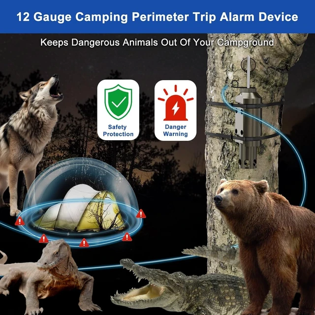 Alt view image 13 of 14 - 4 Pack Upgraded Perimeter Trip Alarm 12 Gauge Camping Trip Wire Alarm Device with .22 Adapter, Early Warning Security System for Outdoor and Property Safety