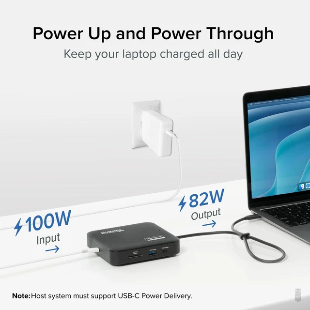 Alt view image 8 of 10 - Plugable 7-in-1 USB-C DisplayLink Dock Dual 4K HDMI (Requires DisplayLink Driver), 100W PD Charging, USB4 & Thunderbolt Compatible, Gigabit Ethernet, USB-A/C, SD Card for Mac & Windows Laptops