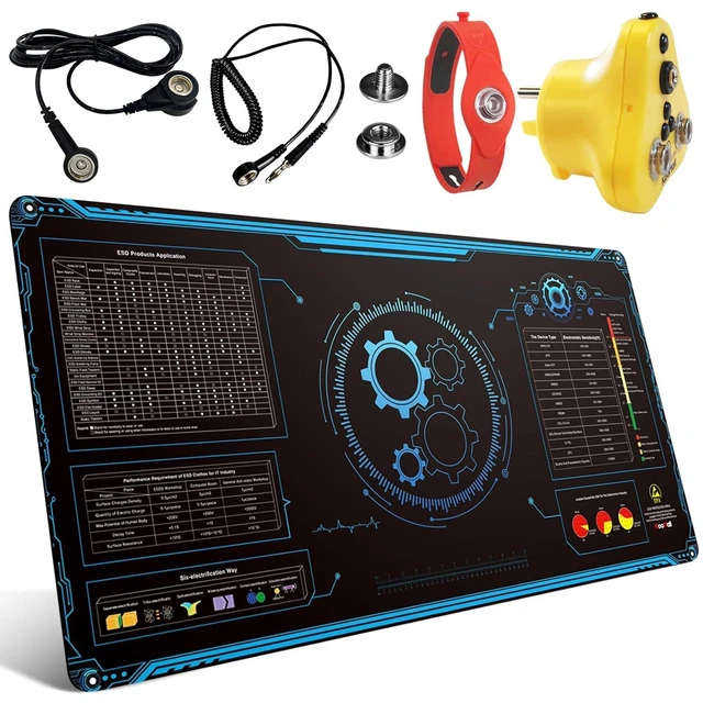 Alt view image 8 of 14 - Large 48x24 Inch Anti Static Mat, Solde Rubber Mat for PC Building, ESD Sensitive Device Repair, Assembly Work, with ESD Grounding Plug,Cord,Wrist Strap Bracelets Wristband,Heat Resistant