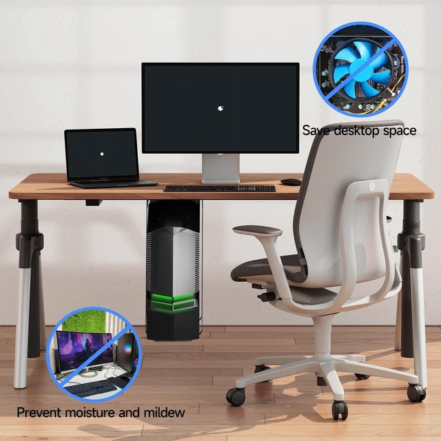 Alt view image 7 of 10 - Suptek Uiversal PC Wall Mount,Computer Case CPU Holder Under-Desk PC Holder Adjustable Straps and Steel Bracket,ZJJ004