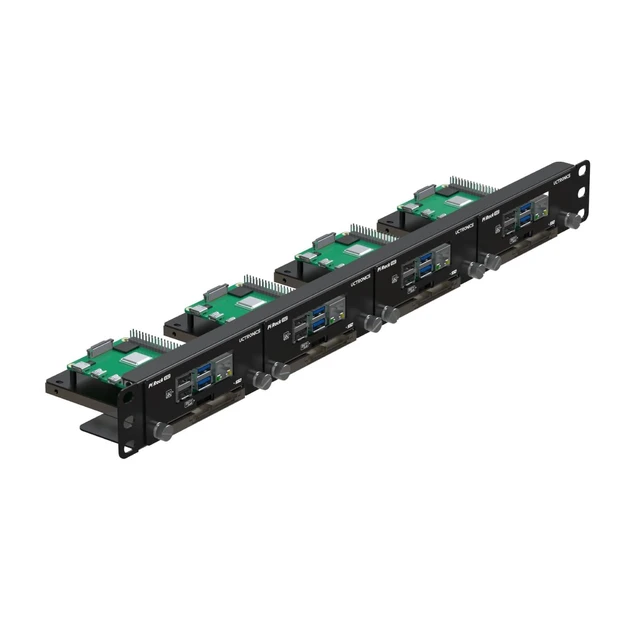 Alt view image 6 of 10 - UCTRONICS 19 1U Rack Mount for Raspberry Pi with SSD Mounting Brackets, Thumbscrews Front Removable Bracket Supports Up to 4 Raspberry Pi 5, 3B/3B+, 4B and 4 SSDs, Option SD Card Adapter