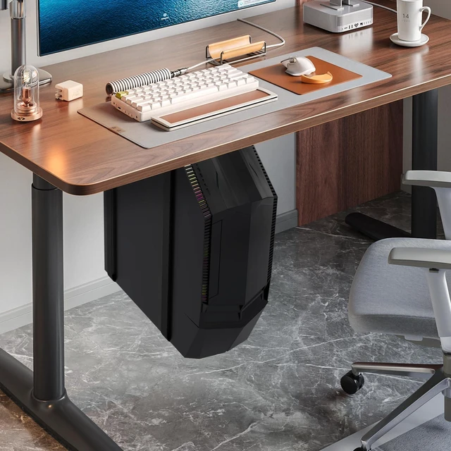 Alt view image 9 of 10 - Suptek Uiversal PC Wall Mount,Computer Case CPU Holder Under-Desk PC Holder Adjustable Straps and Steel Bracket,ZJJ004