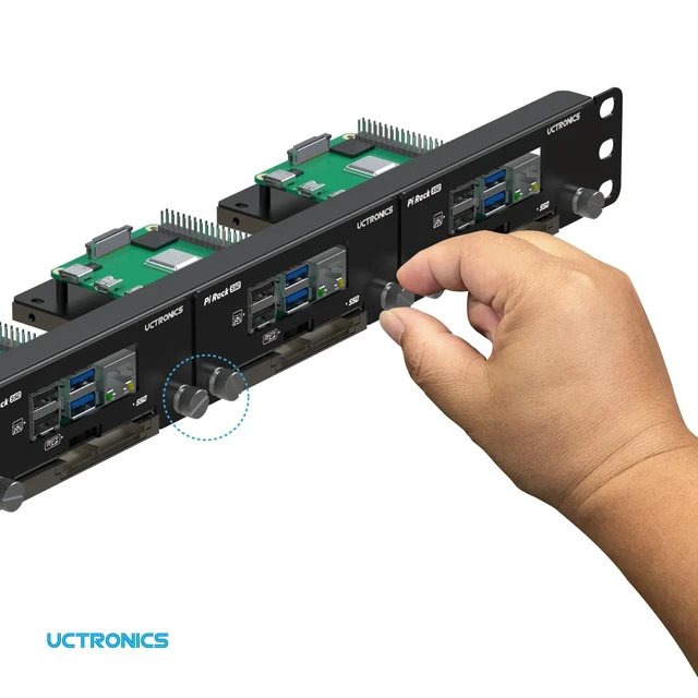 Alt view image 10 of 10 - UCTRONICS 19 1U Rack Mount for Raspberry Pi with SSD Mounting Brackets, Thumbscrews Front Removable Bracket Supports Up to 4 Raspberry Pi 5, 3B/3B+, 4B and 4 SSDs, Option SD Card Adapter