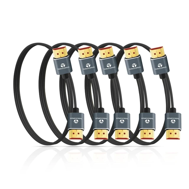 Alt view image 6 of 10 - Thsucords Ultra Thin 8K 4K HDMI Cables 10FT 5 Pack, Slim & Flexible Soft High Speed HDMI 2.1 Lead Support 4K@120Hz 8K@60Hz 48Gbps for Roku TV/HDTV/PS5/Blu-ray