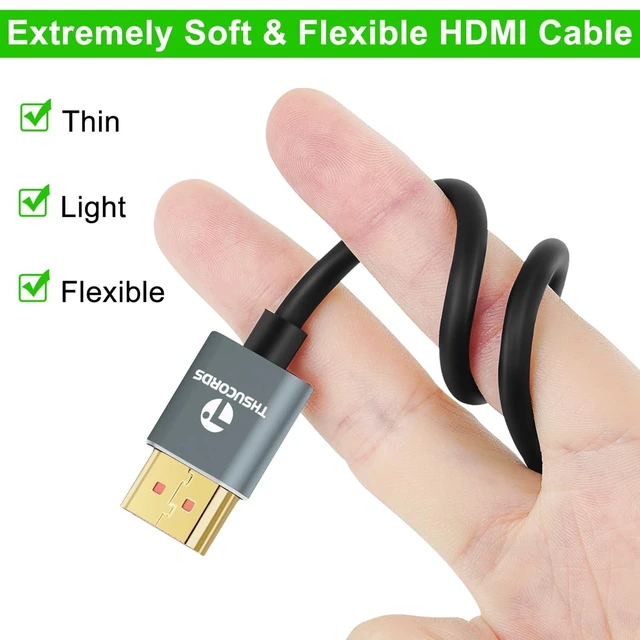 Alt view image 9 of 10 - Thsucords Ultra Thin 8K 4K HDMI Cables 10FT 5 Pack, Slim & Flexible Soft High Speed HDMI 2.1 Lead Support 4K@120Hz 8K@60Hz 48Gbps for Roku TV/HDTV/PS5/Blu-ray