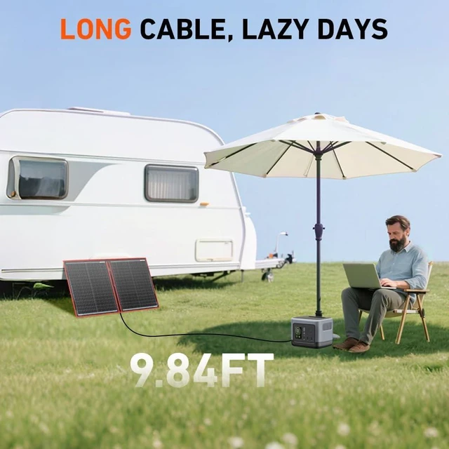 Alt view image 14 of 14 - DOKIO 100W Portable Foldable Solar Panel Kit (19x26in, 5.3lb), with Separate Controller and Dual USB, Monocrystalline Charger for 12V Batteries & Power Stations, RV Camping Trailer Emergency Backup
