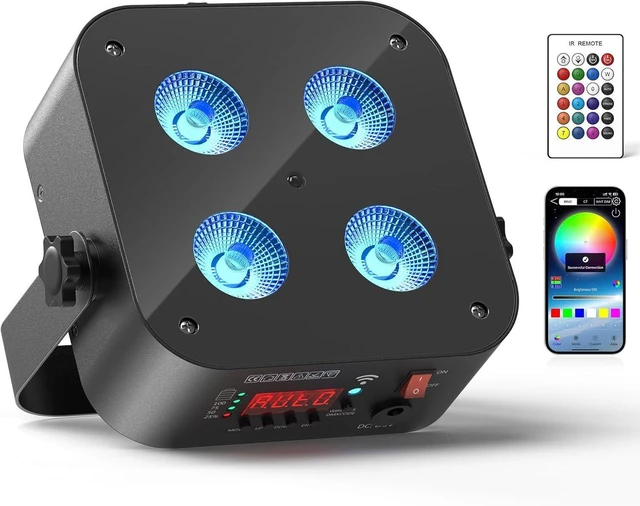 Alt view image 8 of 14 - Mini Rechargeable Par Lights, 4 * 18W RGBWA UV 6 in 1 Battery Powered Upights, APP & Wireless DMX Control Stage Lights, Uplighting for Wedding Birthday Party Festival