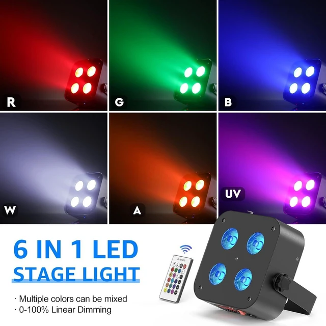 Alt view image 10 of 14 - Mini Rechargeable Par Lights, 4 * 18W RGBWA UV 6 in 1 Battery Powered Upights, APP & Wireless DMX Control Stage Lights, Uplighting for Wedding Birthday Party Festival