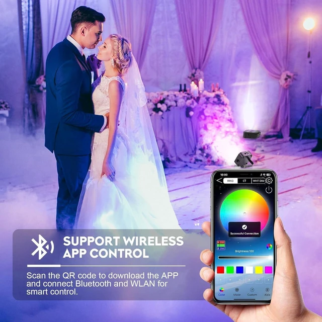 Alt view image 12 of 14 - Mini Rechargeable Par Lights, 4 * 18W RGBWA UV 6 in 1 Battery Powered Upights, APP & Wireless DMX Control Stage Lights, Uplighting for Wedding Birthday Party Festival