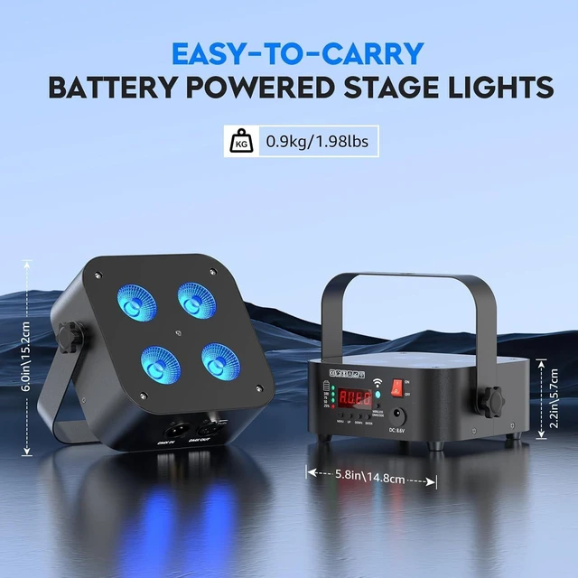 Alt view image 14 of 14 - Mini Rechargeable Par Lights, 4 * 18W RGBWA UV 6 in 1 Battery Powered Upights, APP & Wireless DMX Control Stage Lights, Uplighting for Wedding Birthday Party Festival