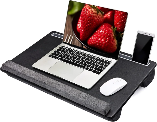 Alt view image 14 of 14 - Extra Large Lap Laptop Desk - Full PU Material Mouse Pad Gaming Tray - Portable LapDesk with Phone Holder & Wrist Rest for Notebook, MacBook, Tablet, Bed, Sofa(Black, Fit Up 17.3-in Laptops)