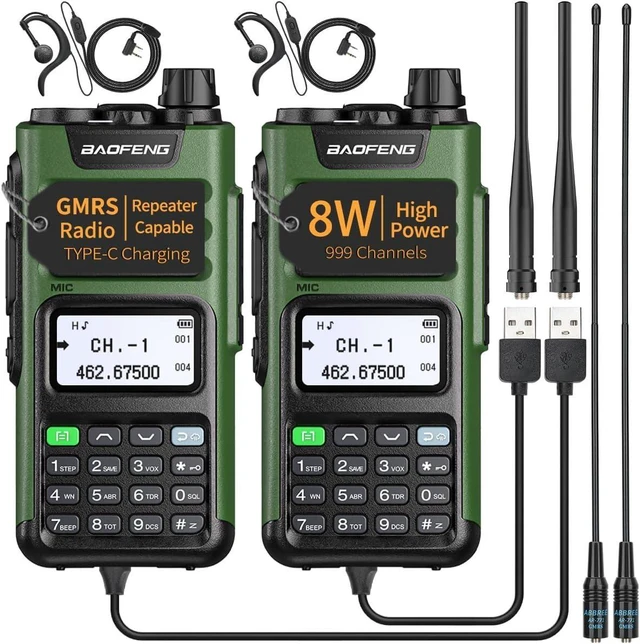 Alt view image 8 of 14 - GM-15 Pro GMRS Handheld Radio 8W Long Range Walkie Talkie NOAA Weather Receiver and Scan Rechargeable GMRS Repeater Capable Two Way Radio with USB-C Charger Full Kit,2Pack