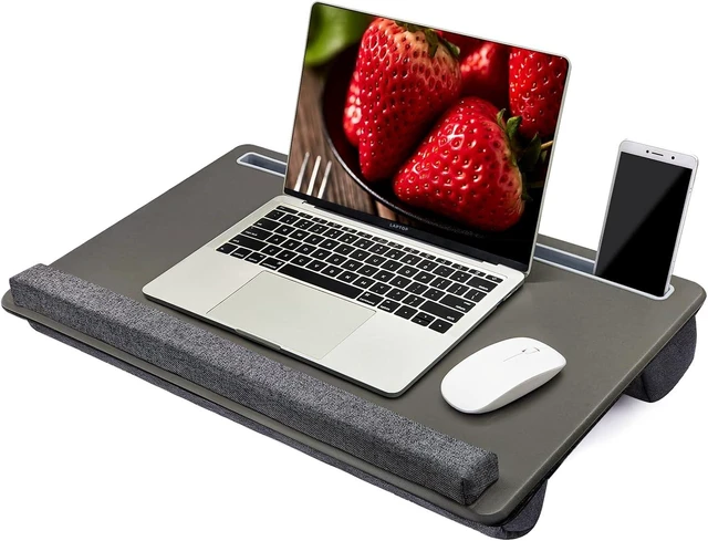 Alt view image 14 of 14 - Extra Large Lap Laptop Desk - Full PU Material Mouse Pad Gaming Tray - Portable LapDesk with Phone Holder & Wrist Rest for Notebook, MacBook, Tablet, Bed, Sofa(Gray, Fit Up 17.3-in Laptops)