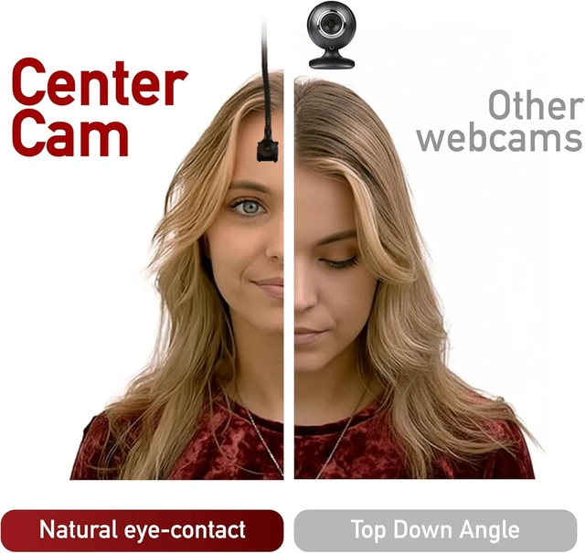 Alt view image 9 of 14 - Center Cam V2 Center-Mounted Webcam - The Original Eye Contact Webcam, 1080p HD, Flexible Arm for Zoom/Teams/Meet, Mac/PC/Linux