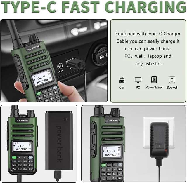 Alt view image 11 of 14 - GM-15 Pro GMRS Handheld Radio 8W Long Range Walkie Talkie NOAA Weather Receiver and Scan Rechargeable GMRS Repeater Capable Two Way Radio with USB-C Charger Full Kit,2Pack