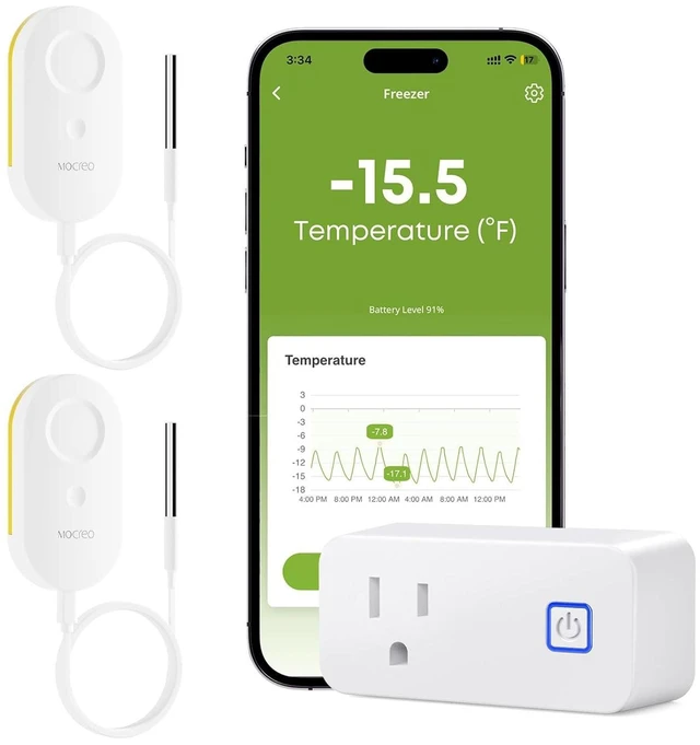 Alt view image 8 of 14 - WiFi Refrigerator Thermometer with Freezer Alarm App, Email & Buzzer Alerts, Power Outage Alert, Pass-Through Hub, 2 Sensors, Ultra-Flat Probe for Home & Kitchen