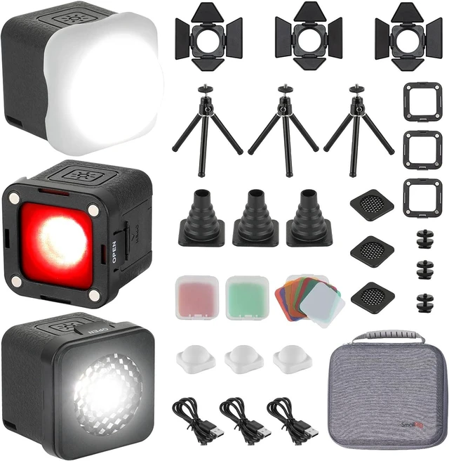 Alt view image 8 of 14 - SmallRig RM01 Mini LED Video Light (3 Pack), Waterproof Portable Lighting Kit with Gels, Barndoor, Diffuser, Dimmable Fill Light 5600K CRI95, Lume Cube Camera Light for Stop Motion, Macro Photography