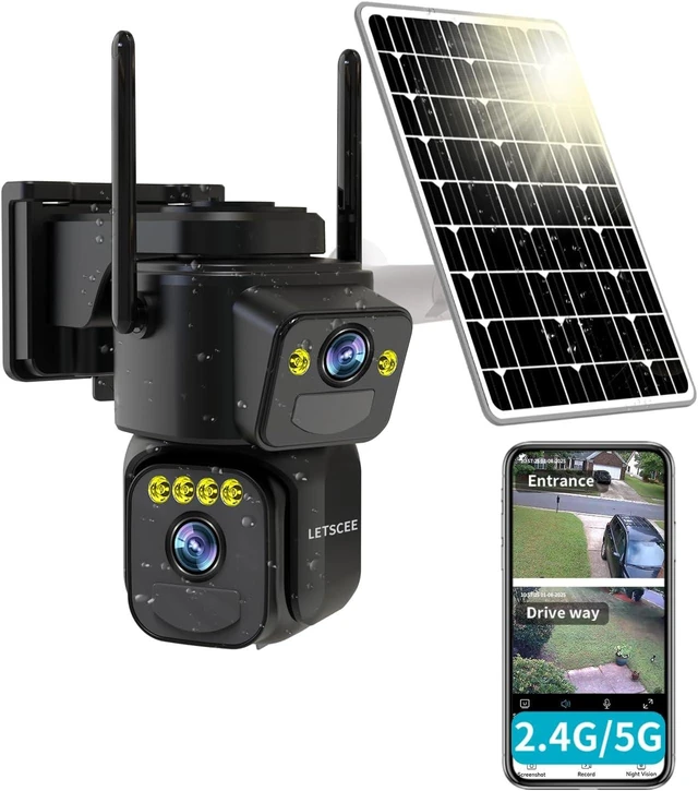 Alt view image 8 of 14 - Security Cameras Outdoor WiFi,5G/2.4G Cameras for Home Security Solar Power with Dual Lens,Motion Detection,Night Vision,2-Way Audio,Weather Proof,No Subscription Fee