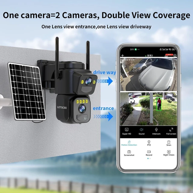 Alt view image 10 of 14 - Security Cameras Outdoor WiFi,5G/2.4G Cameras for Home Security Solar Power with Dual Lens,Motion Detection,Night Vision,2-Way Audio,Weather Proof,No Subscription Fee