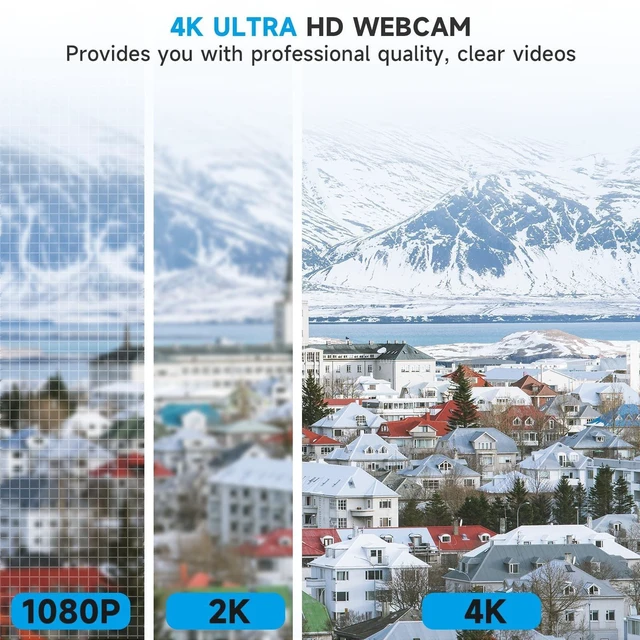 Alt view image 7 of 10 - AOC 4k Webcam for PC with Microphone, Computer Camera with Noise Cancellation, Privacy Cover, 99 FOV, Plug & Play USB Webcam for Streaming, Conferencing, Zoom, Skype, Facetime, Laptop, PC, Skype