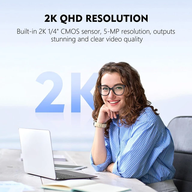 Alt view image 8 of 10 - TOALLIN 2K QHD Webcam with Windows Hello, Facial Recognition Web Camera, 5 Million Pixels, Auto-Focus Computer Camera, USB Webcam with Microphone & Privacy Shutter