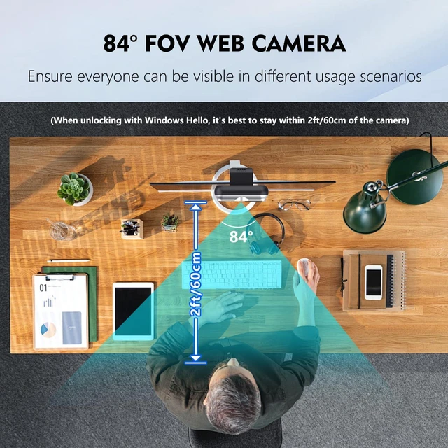 Alt view image 10 of 10 - TOALLIN 2K QHD Webcam with Windows Hello, Facial Recognition Web Camera, 5 Million Pixels, Auto-Focus Computer Camera, USB Webcam with Microphone & Privacy Shutter