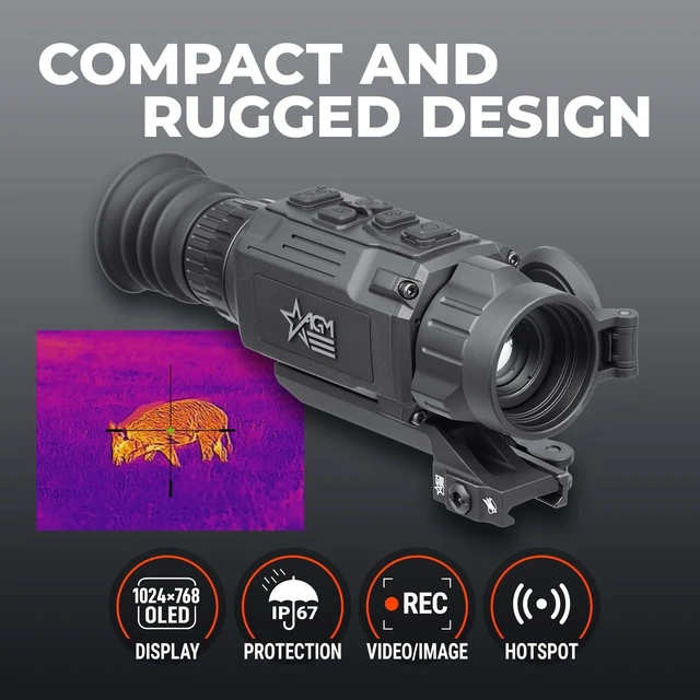 Alt view image 9 of 12 - AGM Global Vision Rattler V2 Thermal Imaging Rifle Scope for Hunting. High Resolution Thermal Scope with High Sensitivity Thermal Optics IR Vision riflescope. Waterproof & Durable Design