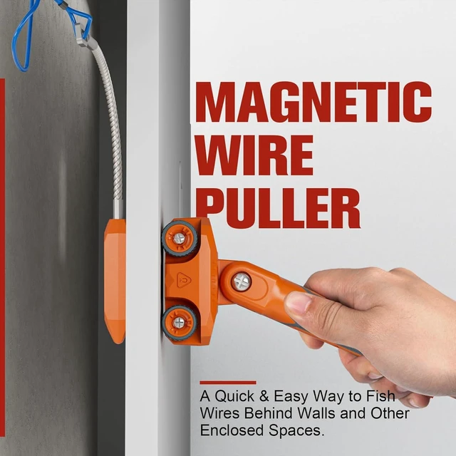 Alt view image 9 of 14 - Magnetic Wire Puller for Electrical Wiring Rare-Earth Magnets, Stainless-Steel Leader for Easy Cable Pulling in Walls & Tight Spaces, Doubles as Stud Finder, Includes High-Quality Hard Plastic Case