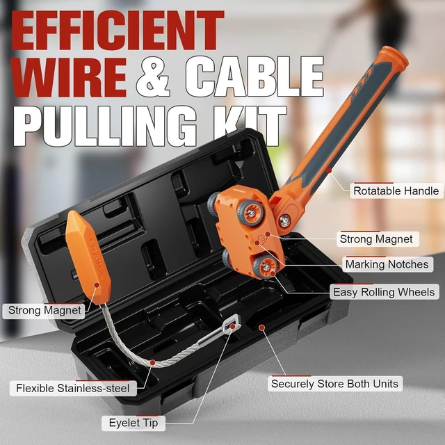 Alt view image 11 of 14 - Magnetic Wire Puller for Electrical Wiring Rare-Earth Magnets, Stainless-Steel Leader for Easy Cable Pulling in Walls & Tight Spaces, Doubles as Stud Finder, Includes High-Quality Hard Plastic Case