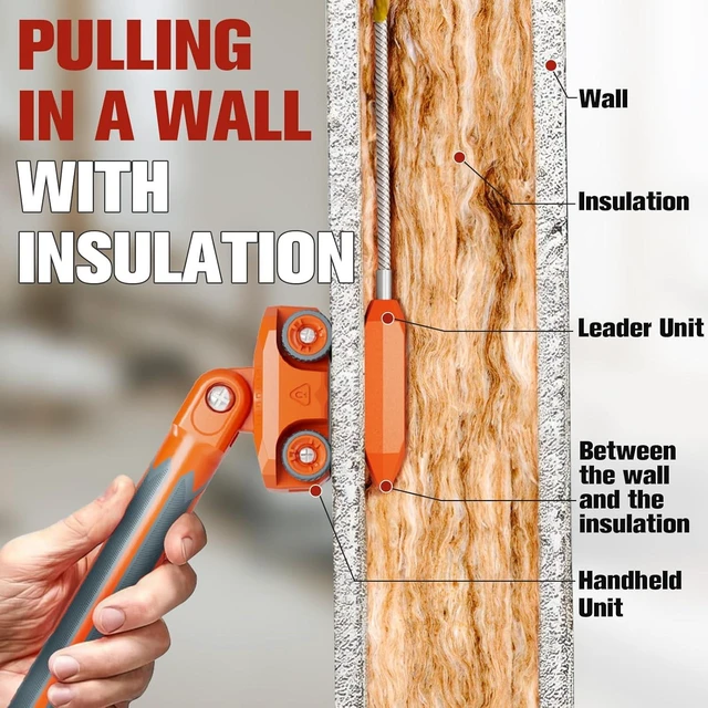 Alt view image 12 of 14 - Magnetic Wire Puller for Electrical Wiring Rare-Earth Magnets, Stainless-Steel Leader for Easy Cable Pulling in Walls & Tight Spaces, Doubles as Stud Finder, Includes High-Quality Hard Plastic Case
