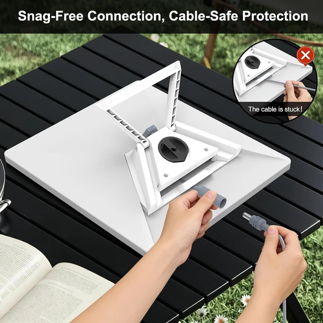 Alt view image 9 of 14 - 3-in-1 Mount for Starlink Mini with DC Extension Cable 18CM, Replacement Kickstand with 1/4" Tripod Adapter Supports 110° Flat-Surface Angle,Pipe,Tripod and Clamps Mount,Outdoor Camping
