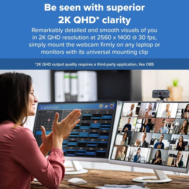 Alt view image 7 of 10 - Creative Live! Cam Sync V3 2K QHD USB Webcam with 4X Digital Zoom (4 Zoom Modes from Wide Angle to Narrow Portrait View), Privacy Lens, 2 Mics, for PC and Mac...