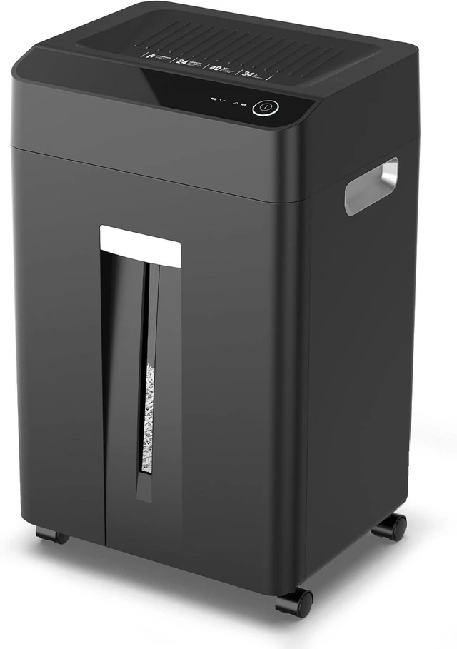 Alt view image 8 of 14 - Heavy Duty Paper Shredder, 24-Sheet Cross-Cut Shredder, P-4 Security with 8.9 Gal Pull-Out Bin, Credit Card/Staple/Clip/CDs Heavy Duty Commercial Shredder for Office Use