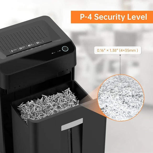 Alt view image 10 of 14 - Heavy Duty Paper Shredder, 24-Sheet Cross-Cut Shredder, P-4 Security with 8.9 Gal Pull-Out Bin, Credit Card/Staple/Clip/CDs Heavy Duty Commercial Shredder for Office Use