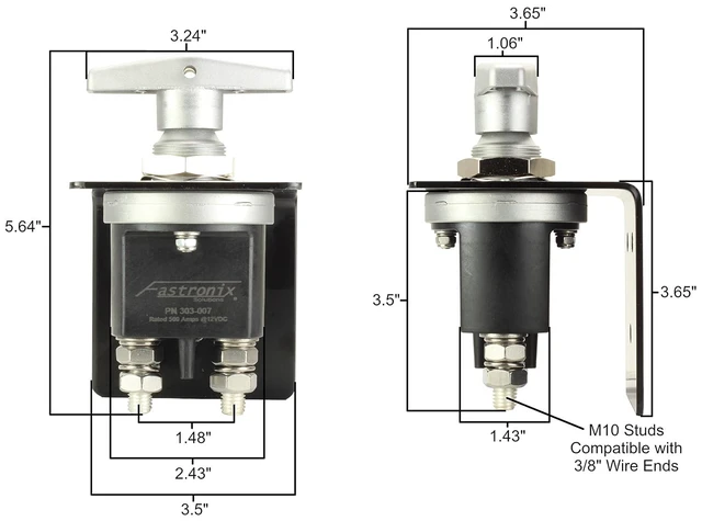 Alt view image 13 of 14 - 500A Ultimate Duty Battery Disconnect Switch with Mounting Bracket and Hardware