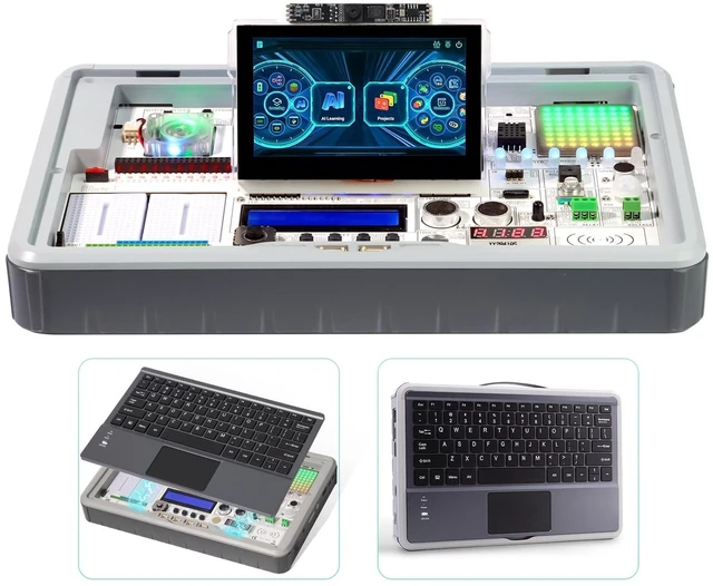 Alt view image 6 of 10 - ELECROW CrowPi 3 AI Learning & Development Station with Raspberry Pi 5 16GB, 4.3" Touch Screen, Programming and Sensor Kit for AI & IoT Learning, for Educators, Creators and Developers (Advanced Kit)