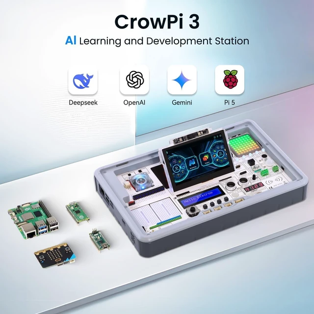 Alt view image 7 of 10 - ELECROW CrowPi 3 AI Learning & Development Station with Raspberry Pi 5 16GB, 4.3" Touch Screen, Programming and Sensor Kit for AI & IoT Learning, for Educators, Creators and Developers (Advanced Kit)