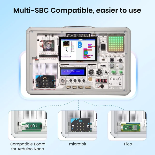 Alt view image 10 of 10 - ELECROW CrowPi 3 AI Learning & Development Station with Raspberry Pi 5 16GB, 4.3" Touch Screen, Programming and Sensor Kit for AI & IoT Learning, for Educators, Creators and Developers (Advanced Kit)