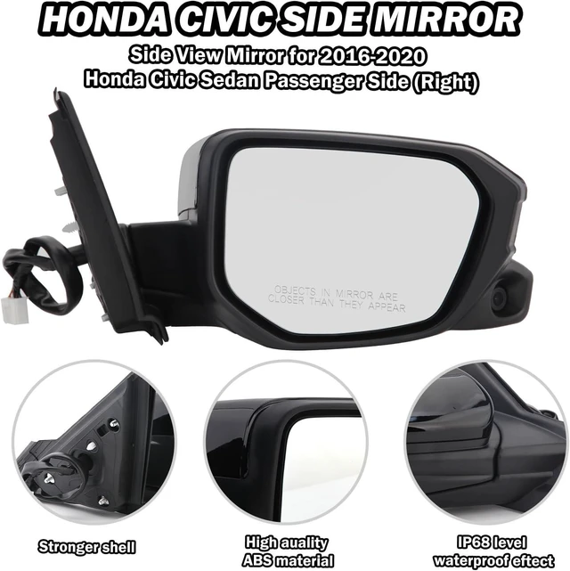 Alt view image 11 of 14 - Passenger Side View Mirror Compatible with 2016-2021 Honda Civic Power Heated With Camera