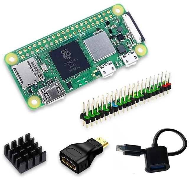 Alt view image 6 of 10 - SANOOV Raspberry Pi Zero 2 W Basic Kit, Pi Zero 2 W Board, Aluminum Heatsink, USB OTG Cable, Mini HDMI-USB Adapter, 40 Pin Header