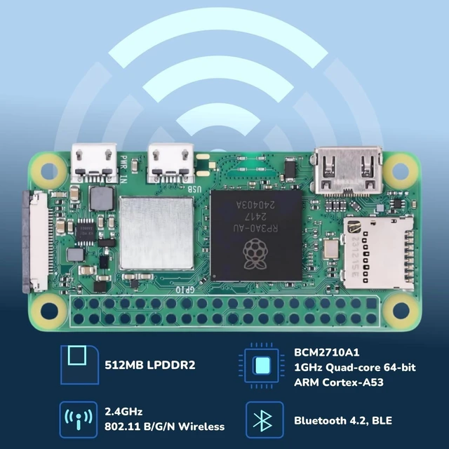 Alt view image 7 of 10 - SANOOV Raspberry Pi Zero 2 W Basic Kit, Pi Zero 2 W Board, Aluminum Heatsink, USB OTG Cable, Mini HDMI-USB Adapter, 40 Pin Header