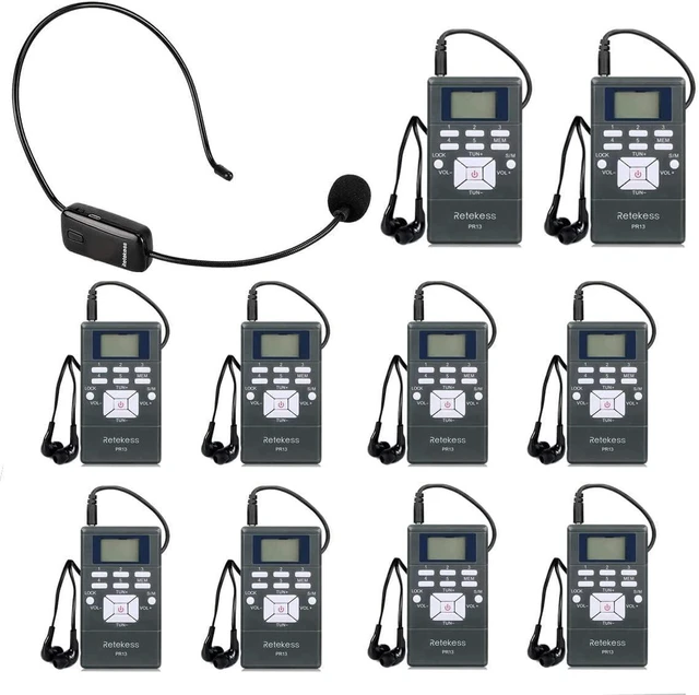 Alt view image 8 of 14 - Retekess Church Translation System with 1 TR503 FM Transmitter Headset and 10 PR13 FM Radio Receivers, Listening System for Factory Museum School Church (1 Transmitter 10 Receivers)