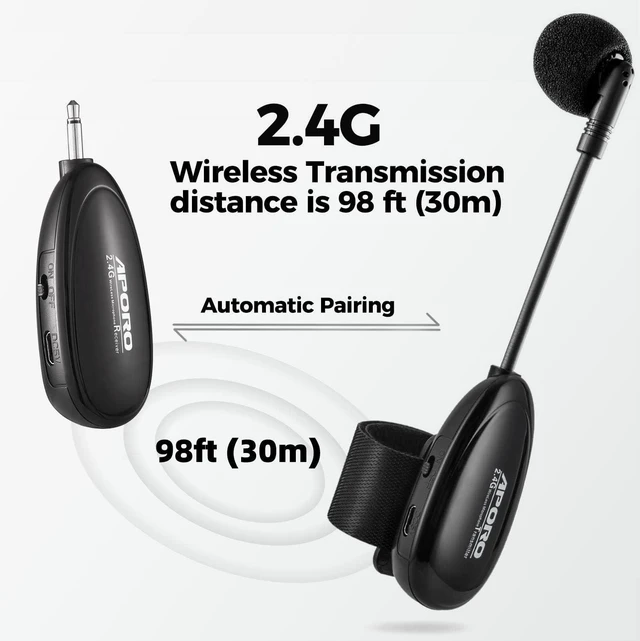 Alt view image 9 of 14 - 2.4G Wireless Flute Microphone Tie on Music Instruments Microphone, Wireless Receiver and Transmitter, for Flute and More