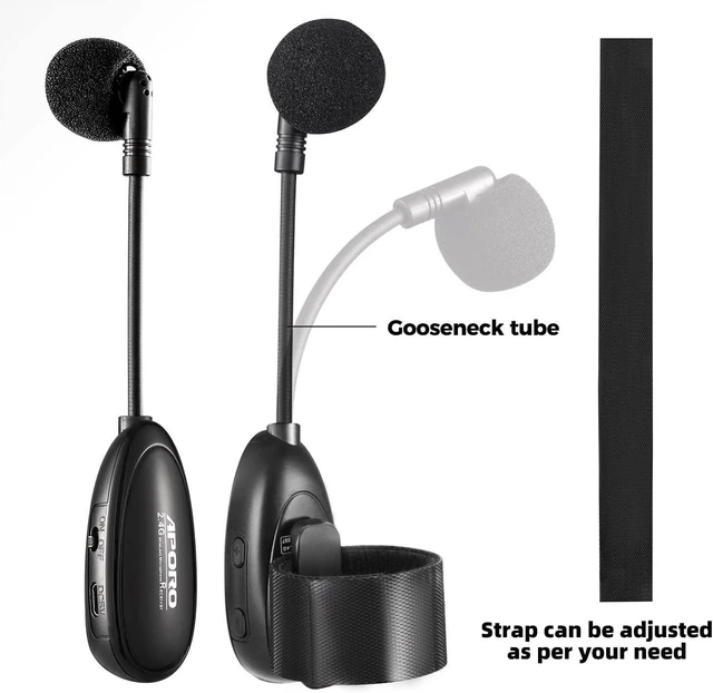 Alt view image 10 of 14 - 2.4G Wireless Flute Microphone Tie on Music Instruments Microphone, Wireless Receiver and Transmitter, for Flute and More