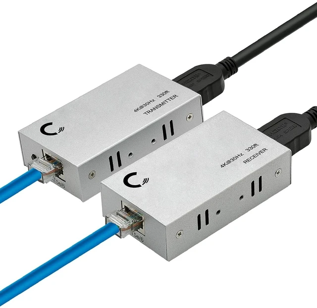 Alt view image 8 of 14 - 4K 330ft HDMI Extender Over Cat5e / Cat6 / Cat7 Ethernet Cable, 1080p, 3D