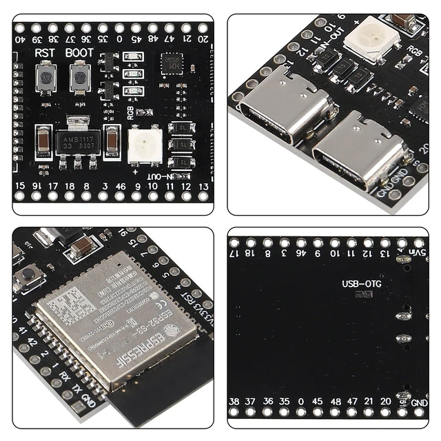 Alt view image 8 of 10 - 3PCS ESP32 ESP32-S3 Development Board Type-C WiFi+Bluetooth Internet of Things Dual Type-C Core Board ESP32-S3-DevKit N16R8 Development Board ESP32-S3 Module