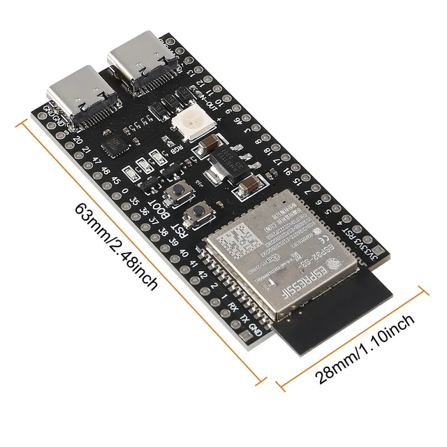Alt view image 10 of 10 - 3PCS ESP32 ESP32-S3 Development Board Type-C WiFi+Bluetooth Internet of Things Dual Type-C Core Board ESP32-S3-DevKit N16R8 Development Board ESP32-S3 Module