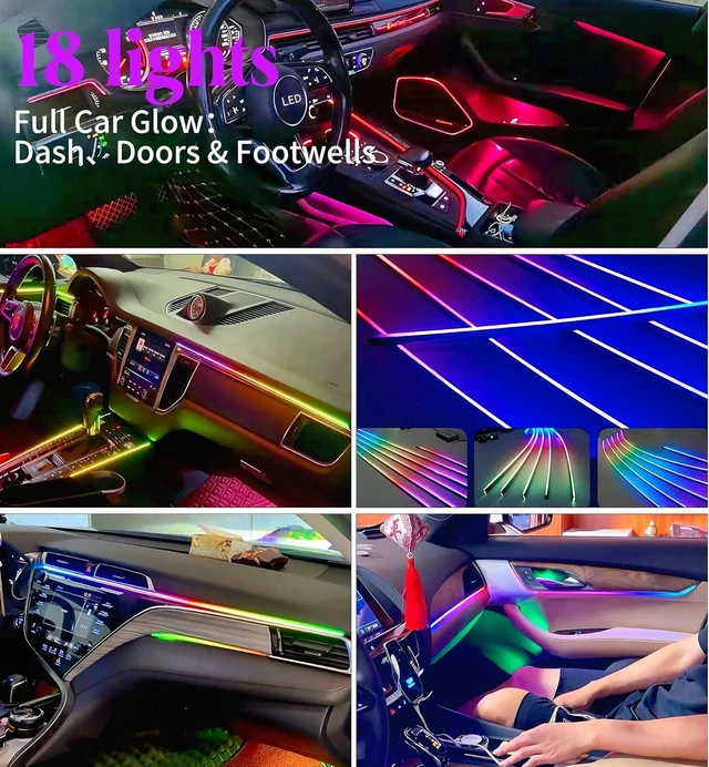 Alt view image 9 of 14 - Acrylic Interior Car LED Strip Lights, Dreamcolor 18-in-1 Car Ambient Lighting Kit, with APP Control, 622 LED Fiber Optic Strip Lights for Cars, Supports Neon Sync with Music DIY Mode.