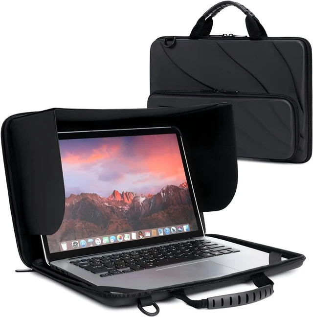 Alt view image 7 of 12 - 14.2-15.6 Inch Laptop Sun Shade Bag Chromebook Protective Sleeve Shoulder Bag with Foldable Sun Hood for Working Outside, Hard Shell Case (Patent Pending)